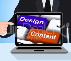 Design And Content Keys Displays Presentation Of Company Adverti