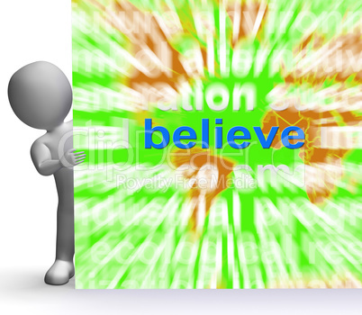 Believe Word Cloud Sign Shows Accepting Idea Faith Trust