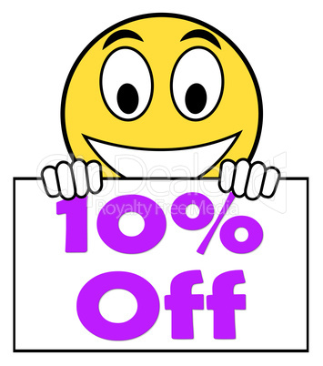 Ten Percent Sign Shows Sale Discount Or 10 Off