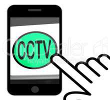 CCTV Button Displays Camera Monitoring Or Online Surveillance