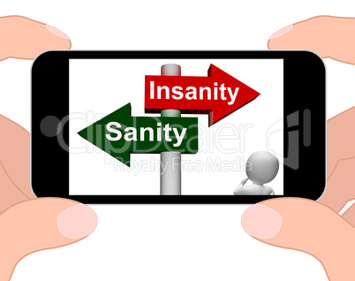 Insanity Sanity Signpost Displays Sane Or Insane
