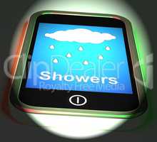Showers On Phone Displays Rain Rainy Weather