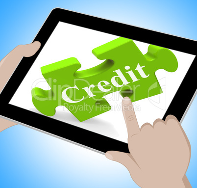 Credit Tablet Shows Borrowing Cash Or Money