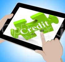 Credit Tablet Shows Borrowing Cash Or Money