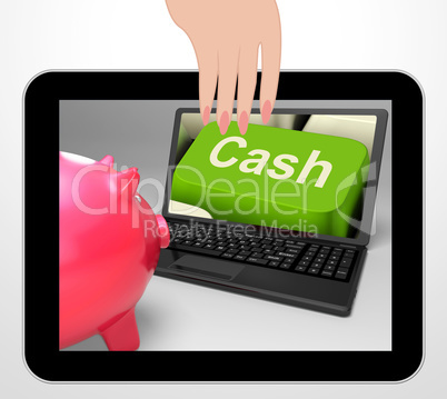Cash Key Displays Online Finances Earnings And Savings