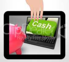 Cash Key Displays Online Finances Earnings And Savings