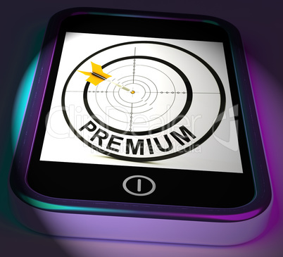Premium Smartphone Displays Excellent Goods Or Services On Inter