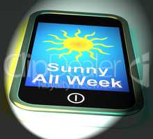 Sunny All Week On Phone Displays Hot Weather