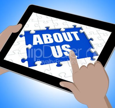 About Us Tablet Shows Contact And Website Information