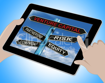 Venture Capital Tablet Shows Partnership Risk Control And Equity