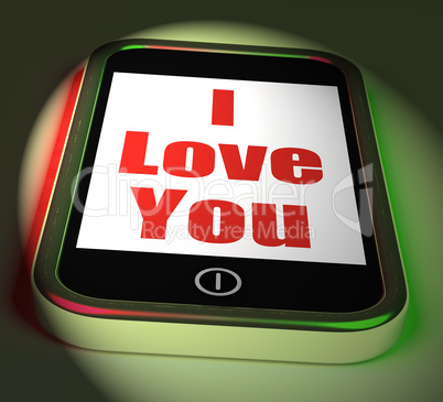 I Love You On Phone Displays Adore Romance