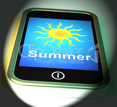 Summer On Phone Displays Summertime Season