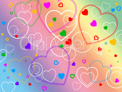 Color Heart Shows Valentine Day And Affection