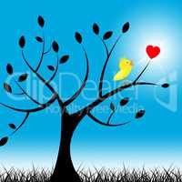 Tree Birds Means Valentine Day And Environment
