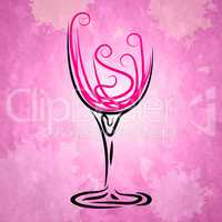 Wine Glass Indicates Alcohol Cheerful And Vineyard
