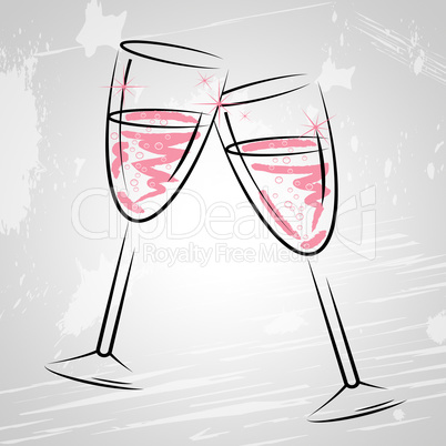 Champagne Glasses Indicates Sparkling Wine And Beverage