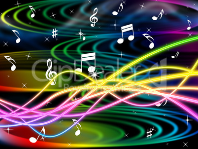 Color Notes Represents Sheet Music And Clef