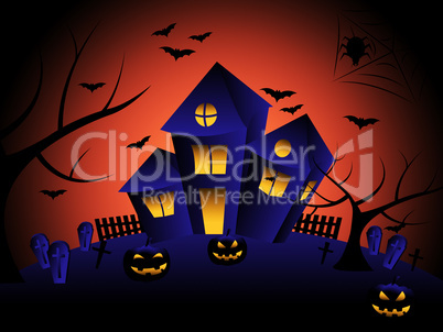 Haunted House Indicates Trick Or Treat And Autumn