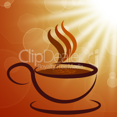 Cup And Saucer Shows Coffee Shop And Beverages
