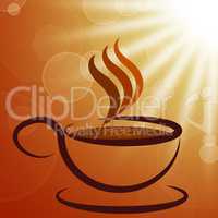 Cup And Saucer Shows Coffee Shop And Beverages