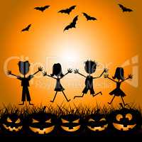 Halloween Kids Indicates Trick Or Treat And Children