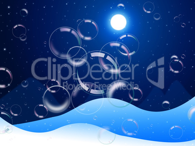 Background Bubbles Means Snow Flakes And Backdrop