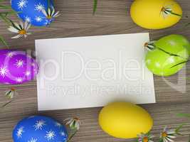 Easter Eggs Shows Gift Tag And Blank