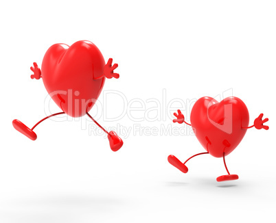 Hearts Love Represents Valentine's Day And Dating