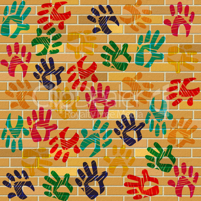 Brick Wall Indicates Multicolored Painted And Design