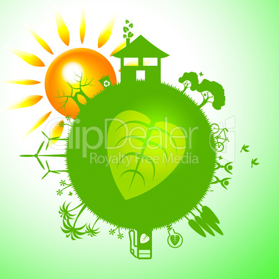 Eco Sun Indicates Earth Friendly And Eco-Friendly