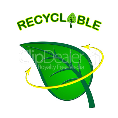 Recyclable Leaf Indicates Earth Friendly And Eco