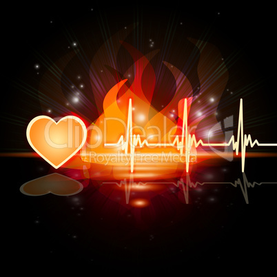 Heartbeat Fire Means Valentine Day And Cardiac
