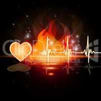 Heartbeat Fire Means Valentine Day And Cardiac