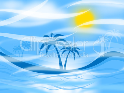 Tropical Island Represents Palm Tree And Background