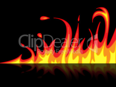 Fire Reflection Represents Mirrored Blazing And Raging
