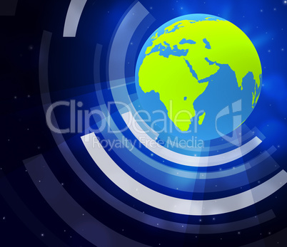 Globe World Indicates Solar System And Earth
