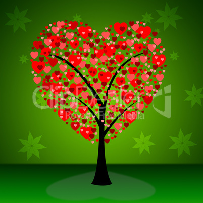 Tree Hearts Indicates Valentine's Day And Forest