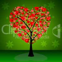 Tree Hearts Indicates Valentine's Day And Forest