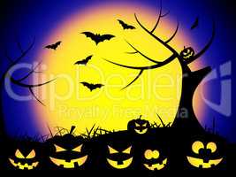 Halloween Bats Represents Trick Or Treat And Autumn