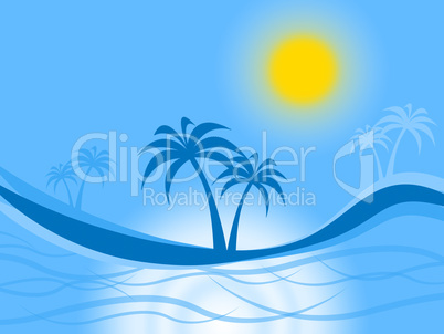 Palm Tree Represents Tropical Island And Atoll