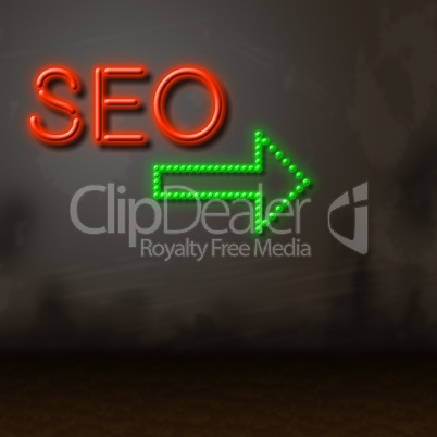 Seo Neon Represents Glow Search And Engine