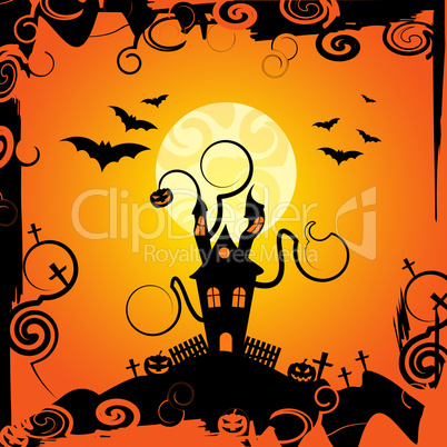 Haunted House Shows Trick Or Treat And Bats