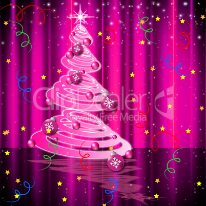 Xmas Tree Means Christmas Ball And Decor