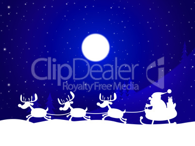 Xmas Reindeer Indicates Father Christmas And Celebration
