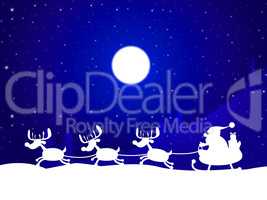 Xmas Reindeer Indicates Father Christmas And Celebration
