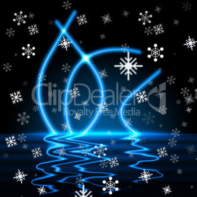 Snowflake Lake Represents Merry Christmas And Blazing