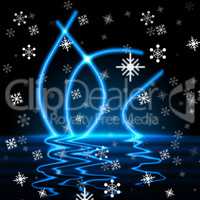 Snowflake Lake Represents Merry Christmas And Blazing
