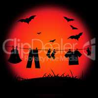 Halloween Bat Represents Trick Or Treat And Abstract