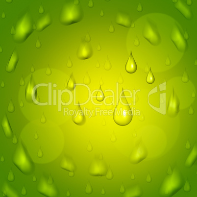 Rain Drop Represents Droplet Precipitate And Green