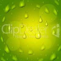 Rain Drop Represents Droplet Precipitate And Green